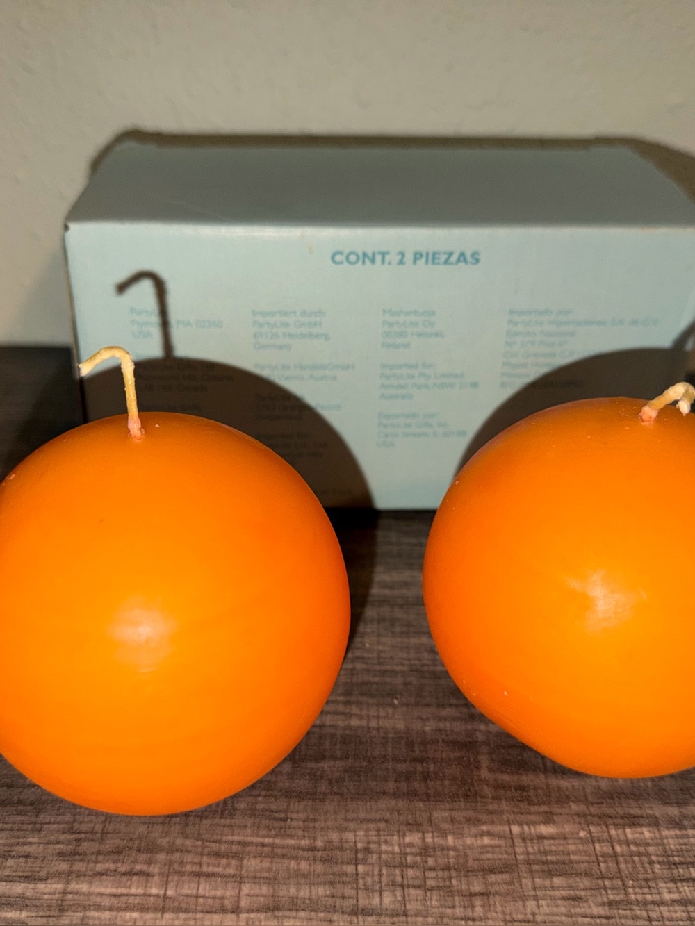 Partylite RARE RETIRED Orange Sherbet 3” Ball Candles - Set Of 2 - Q3633 HTF!